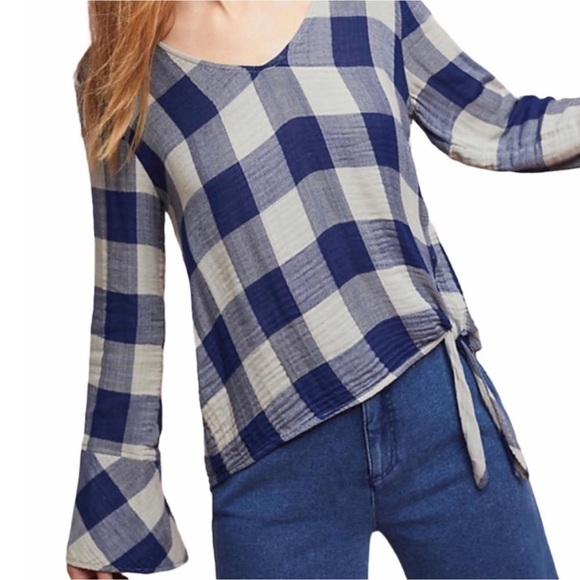 cloth & stone Tops - Cloth & Stone Plaid Tie Top